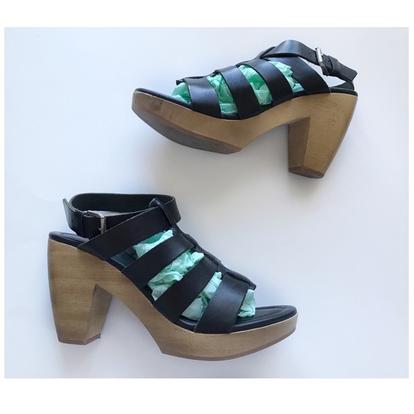 Madewell black strappy wooden block sandals size 8 - Picture 5 of 8